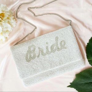 Bride Clutch Bag White (Silver Text)